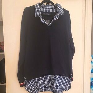 Tommy Hilfiger Cotton Layered Look Sweater, XL
